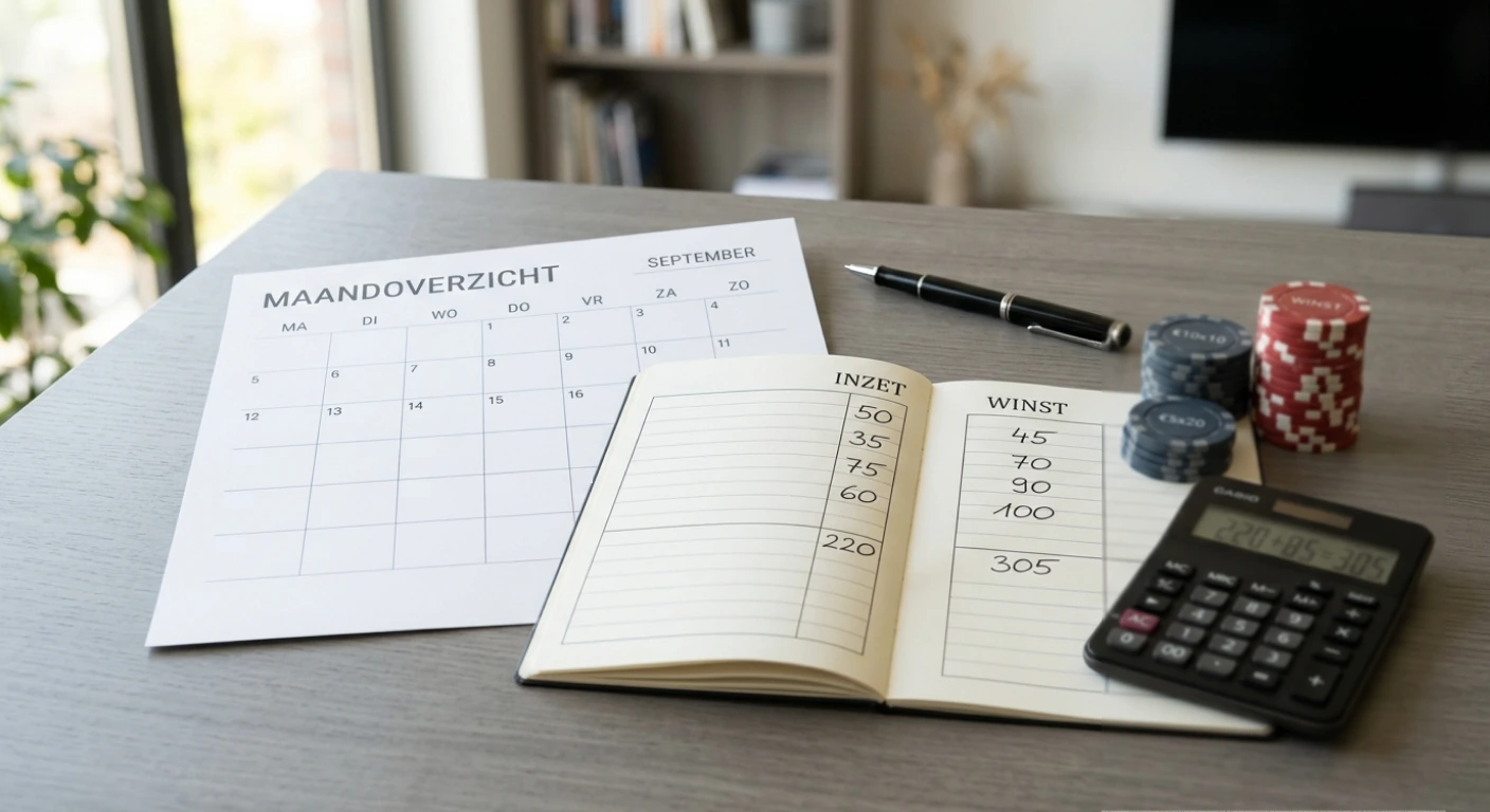 Neutrale illustratie van maandelijkse inzet, winst en kansspelbelasting in Nederland