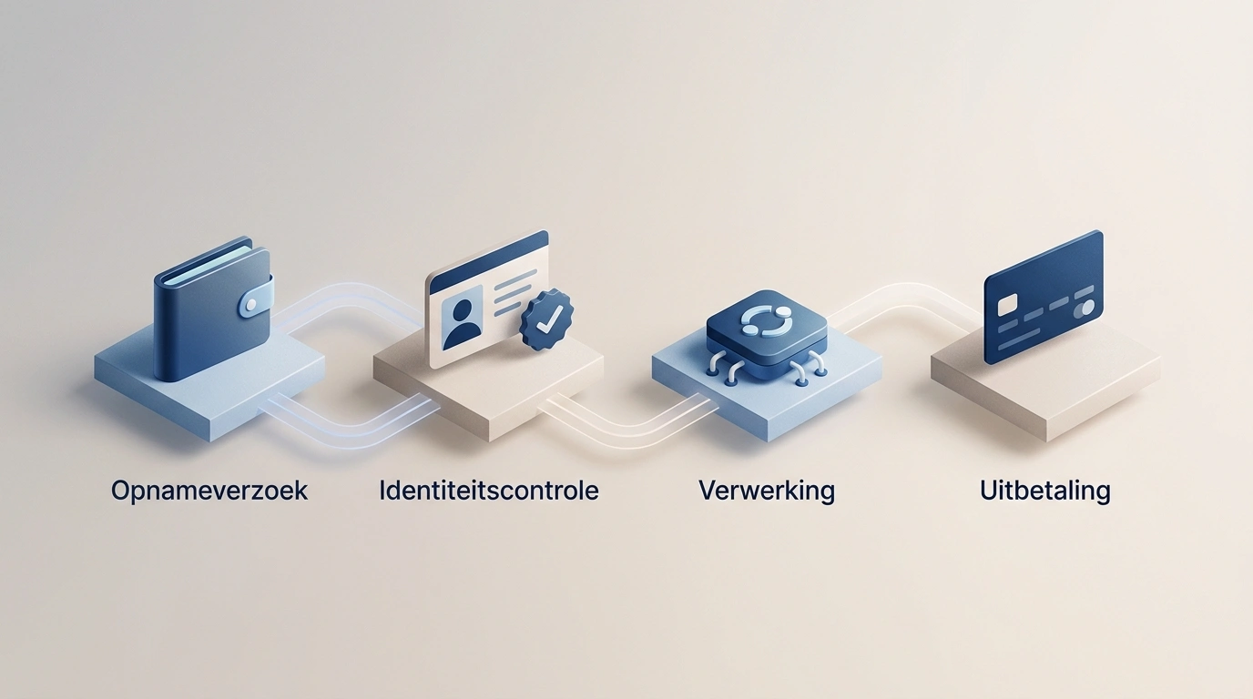 Illustratie van de stappen bij een Avalon78 uitbetaling van aanvraag tot betaalprovider